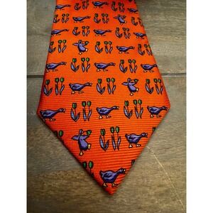 Cape Cod Neckwear Duck Novelty Tie‎ Orange Silk Coastal Prep Nantucket